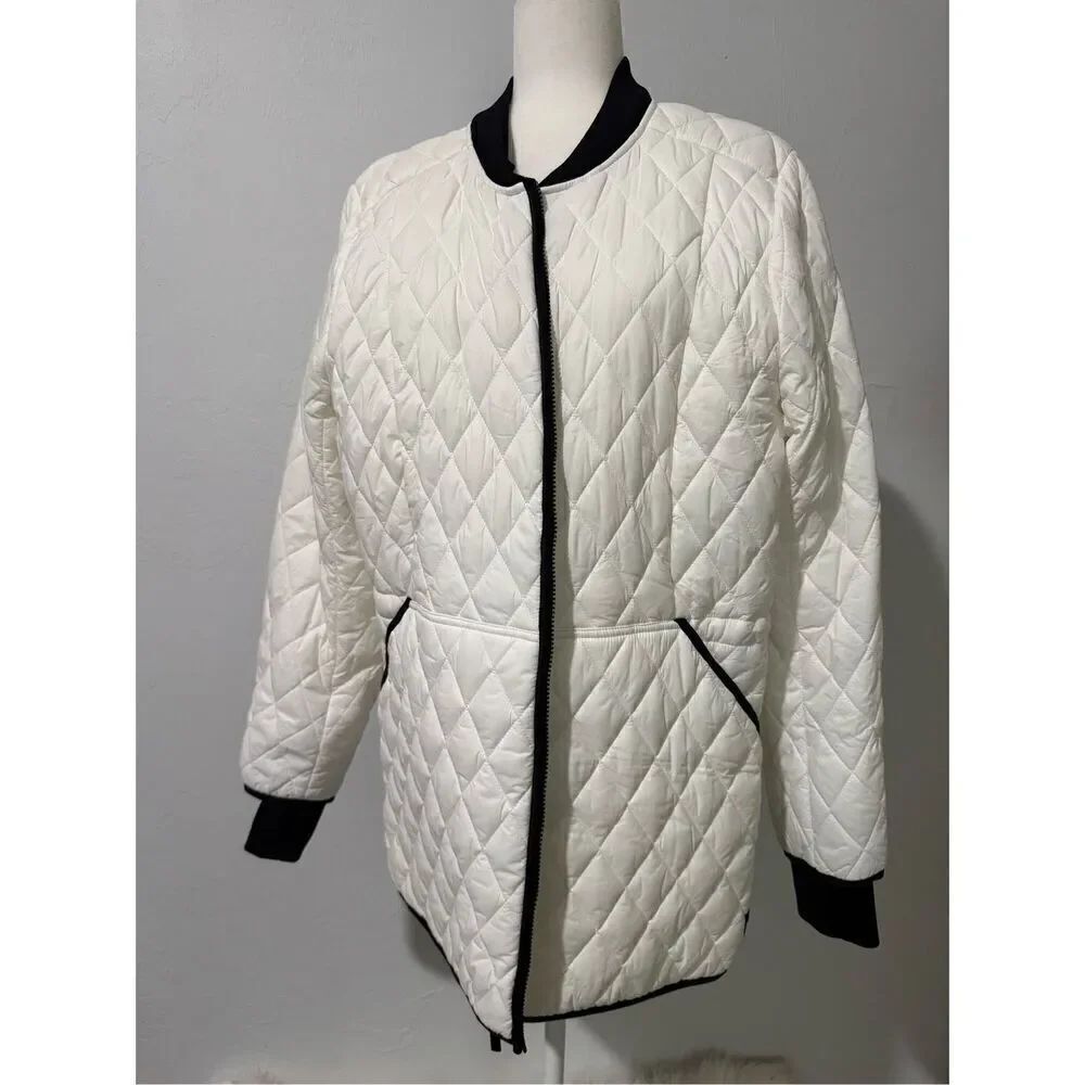 Calvin Klein white black performance puffer leight weight jacket 1X